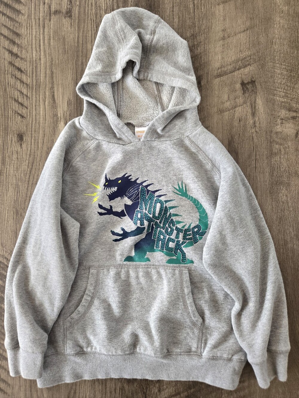 Gymboree Boy's Gray "Monster Attack" Hoodie Size M 7-8